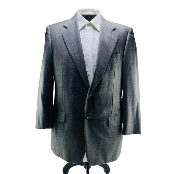 Hickey Freeman Black & Gray Woven Loro Piana Super 120 Blazer Size 40R